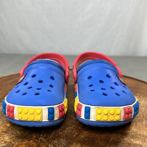 Crocs Clogs Youth Girls Boys 10/11 LEGO Blue Red Convertible Fleece Lined - Picture 2 of 13